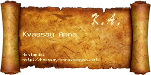 Kvassay Anna névjegykártya