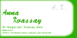 anna kvassay business card